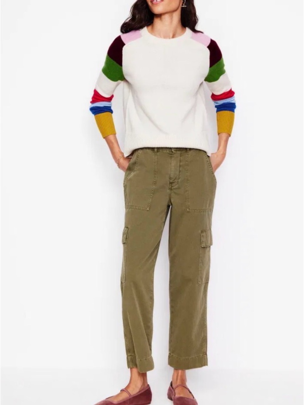 Boden Olivia Stripe Sleeve 100% RWS Certified Merino Wool Jumper Sweater SZ L - Picture 10 of 11